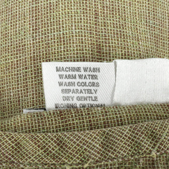 Flax Top Womens Medium Green Gold Linen Tunic Blouse Side Slits Lagenlook - Picture 11 of 12